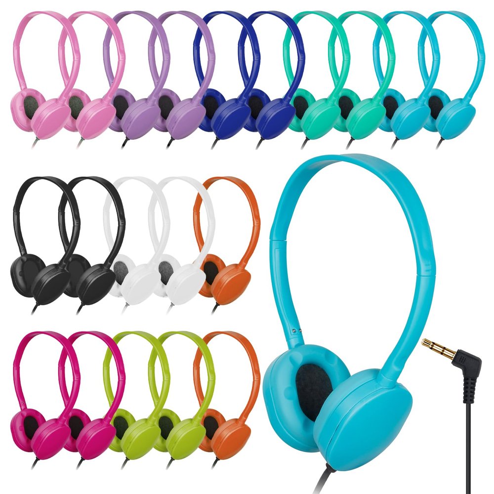 ZHENWAY 20 Pack Bulk Headphones Multi Color for Classroom School,Wholesale Durable Earphones Class Set for Students Teens Children and Adult