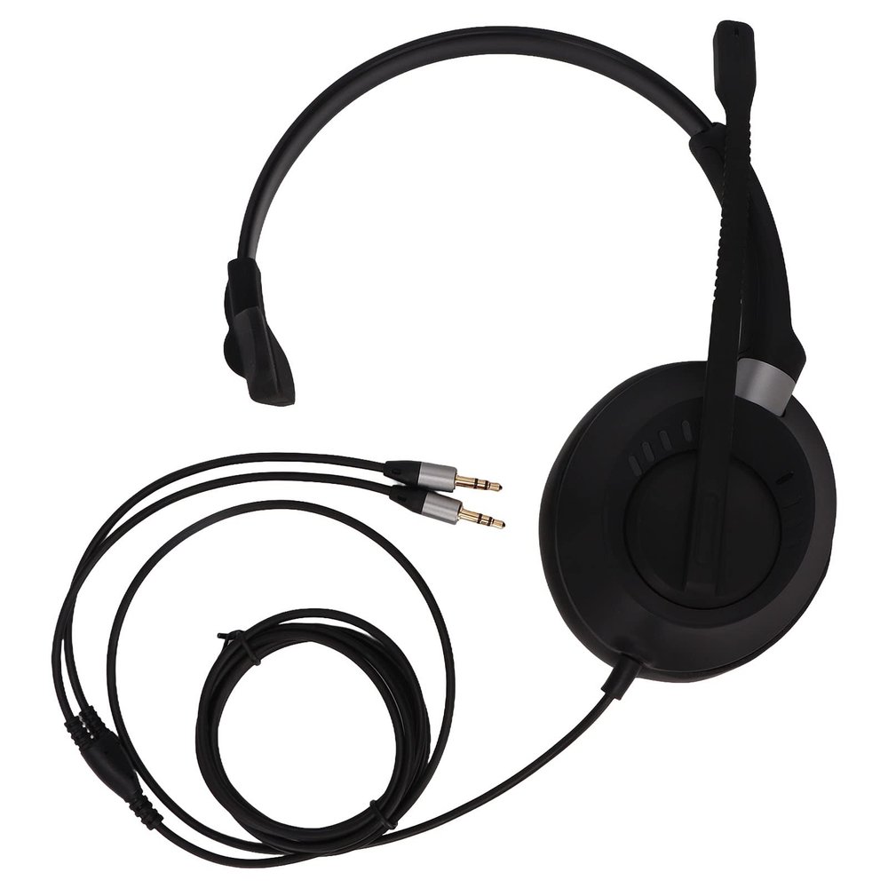Gavigain Telephone Headset,3.5mm Communication Headset ENC Noise Cancellation Corded Monaural Headset with HD Mic for PCs