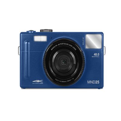 Minolta 48MP Autofocus Digital Camera with Selfie Mirror  4K Ultra HD Video, 16x Digital Zoom, 3.0 LCD, Face Detection, Smile Capture, Scene Modes, Rechargeable Battery, Memory Card (Blue)