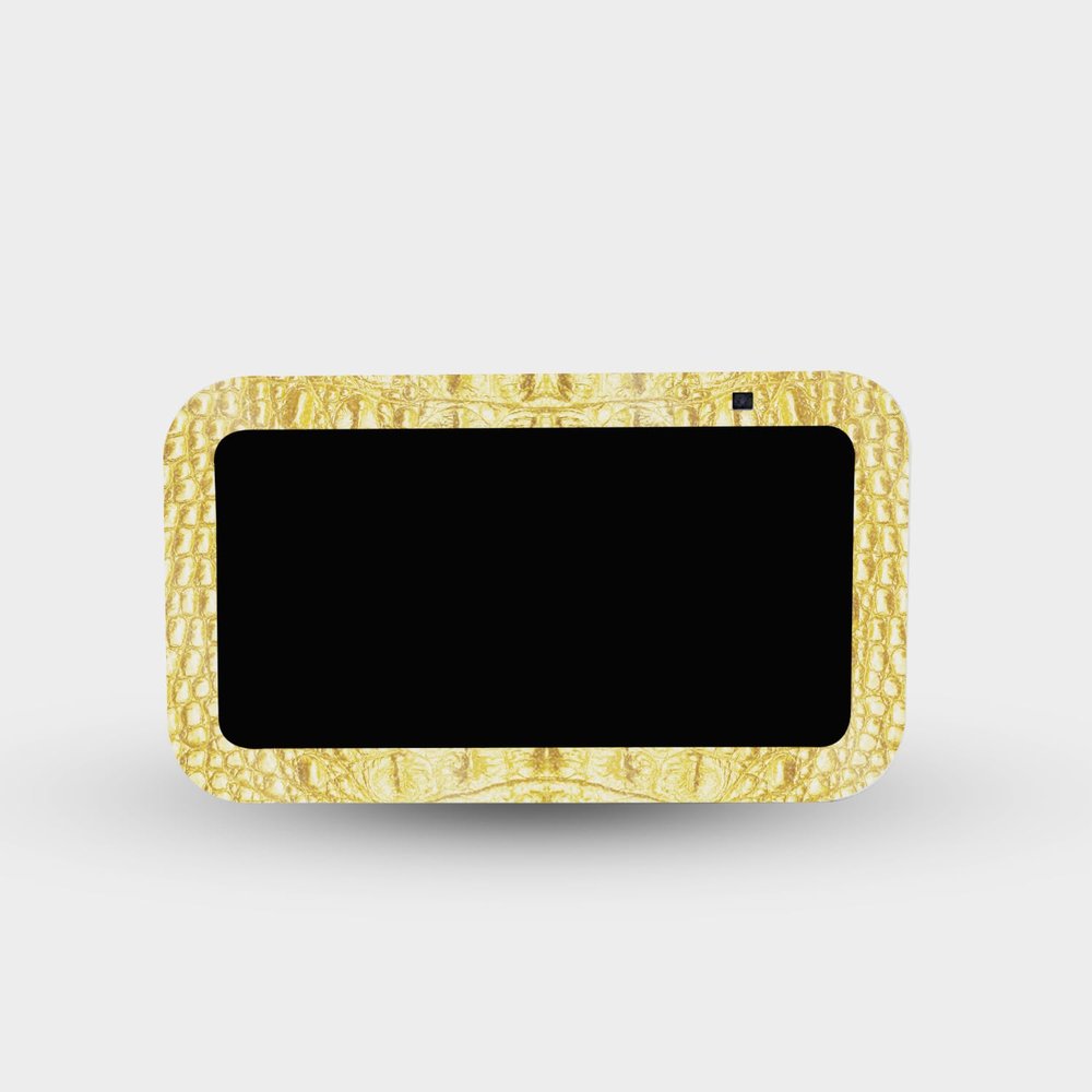 MightySkins Glossy Glitter Skin Compatible with Amazon Echo Show 5 (Gen 3) - Golden Croc | Protective, Durable High-Gloss Glitter Finish | Easy to Apply