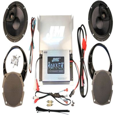 JMC Rokker 200 Watt, 2 Channel Amp, 6.58" Two Speaker Kit 2006-2013 Harley Street Glide, Ultra Limited, Trike Models