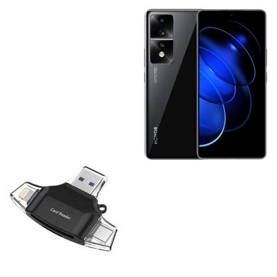 BoxWave Smart Gadget Compatible with Honor 80 - AllReader SD Card Reader, microSD Card Reader SD Compact USB - Jet Black