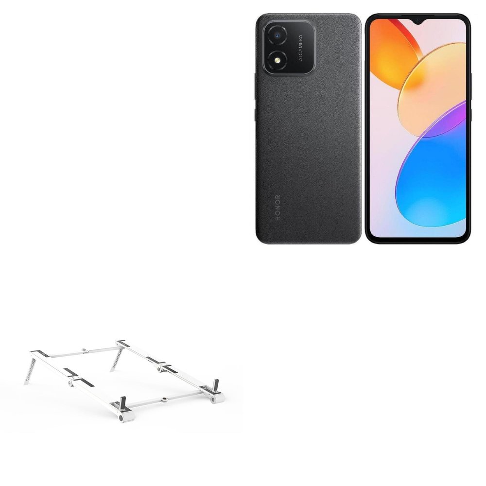 BoxWave Stand and Mount Compatible with Honor X5 - Pocket Aluminum Stand 3-in-1, Portable Multi Angle Viewing Riser - Metallic Silver