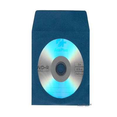 AcePlus 100 Navy Blue Paper Sleeves in 100 gram Premium Weight CD and DVD Envelopes with Clear Window, Flap and Close Tab in Retail Packaging (100-pk)
