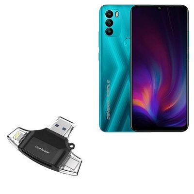 BoxWave Smart Gadget Compatible with General Mobile 21 Plus New Edition - AllReader SD Card Reader, microSD Card Reader SD Compact USB - Jet Black