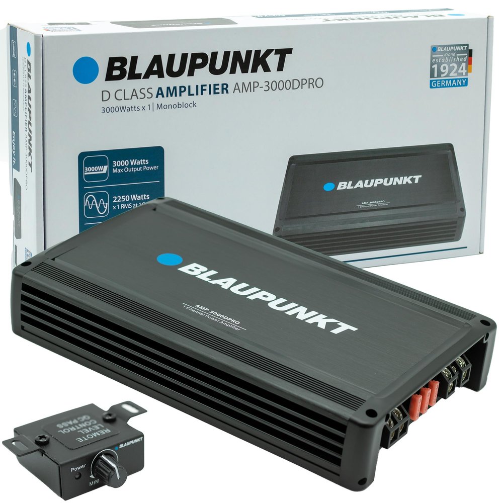 BLAUPUNKT 3000DPRO Car Audio Monoblock 1 Channel 1 Ohm Stable Amp Amplifier 3000 Watts Max | Slim and Compact