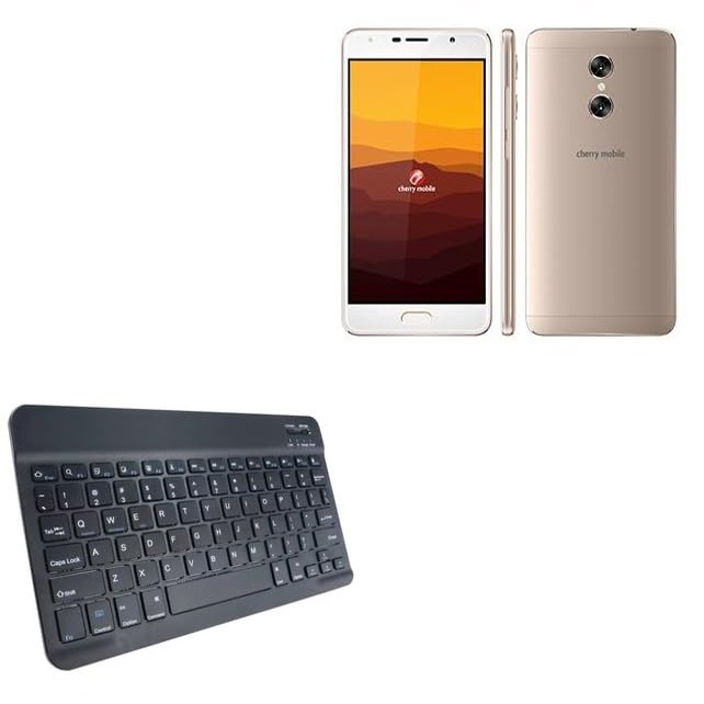 BoxWave Keyboard Compatible with Cherry Mobile Desire R8 - SlimKeys Bluetooth Keyboard, Portable Thin with Chiclet-Style Keys - Jet Black