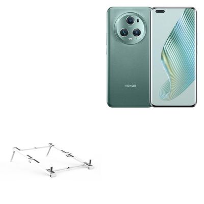 BoxWave Stand and Mount Compatible with Honor Magic5 Pro - Pocket Aluminum Stand 3-in-1, Portable Multi Angle Viewing Riser - Metallic Silver