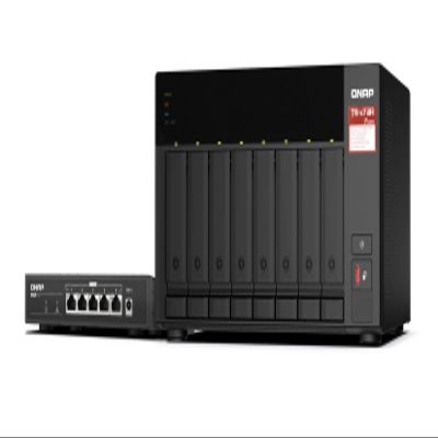 QNAP TS-873A 8-Bay AMD Ryzen Quad-Core 2.5GbE NAS with QSW-1105-5T 5-Port 2.5GbE Unmanaged Switch (TS-873A-SW5T-US)
