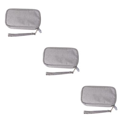 Amosfun 3pcs Travel Digital Storage Bag Double Layer Shockproof Electronics Organizer for Data Cable and Charger Accessories Gray