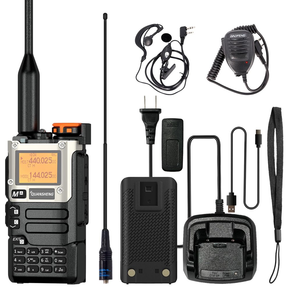 Quansheng UV-K5(8) Radio USB-C Charging Two Way Radio Long Range with NOAA for Adults 5W U/V Dual Band DTMF AM FM Walkie Talkie Rechargeable UV-K6 Earphone Speaker Mics 771 Antenna