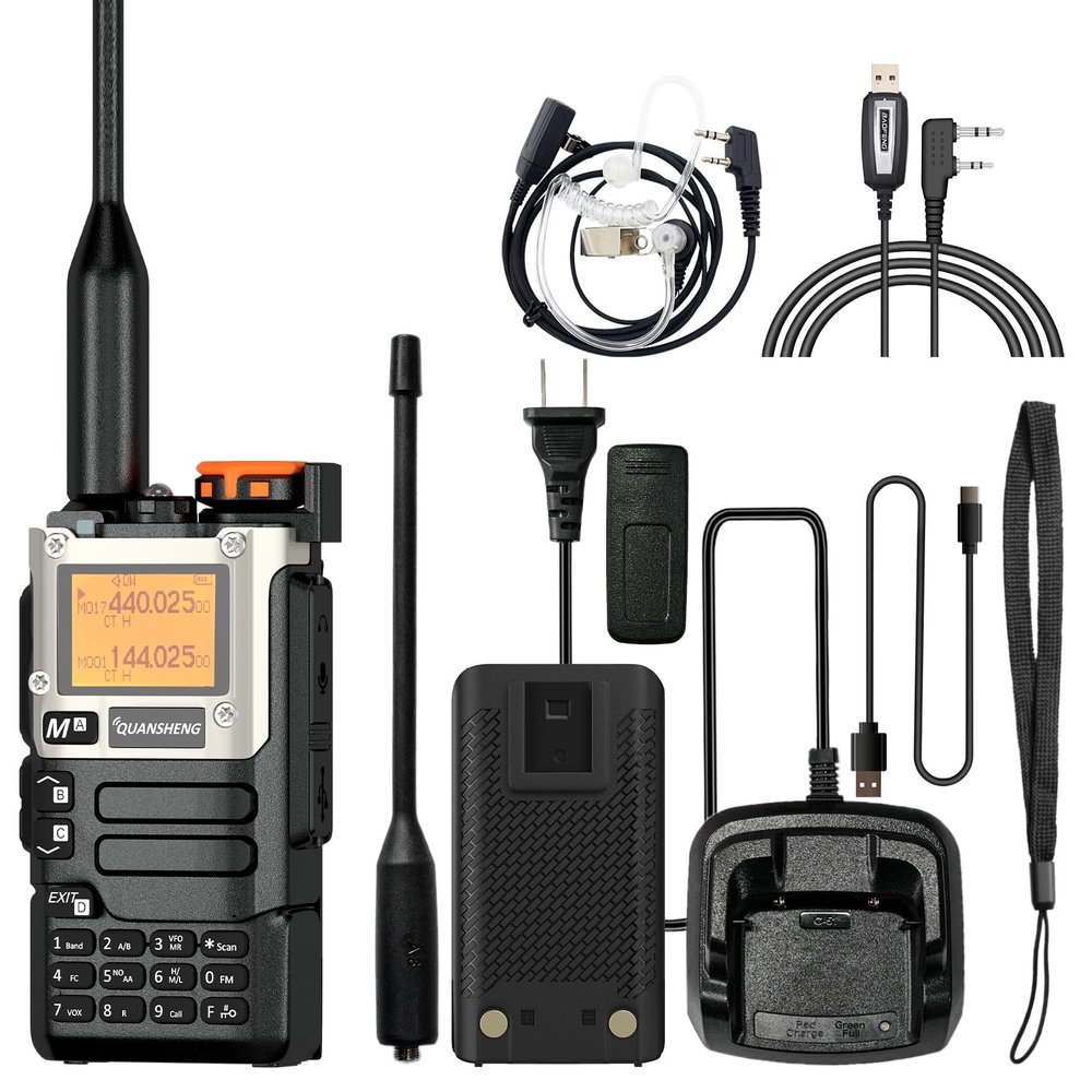 Quansheng UV-K5(8) Radio USB-C Charging Two Way Radio Long Range with NOAA for Adults 5W U/V Dual Band DTMF AM FM Walkie Talkie Rechargeable UV-K6 Air Tube Headset Cable