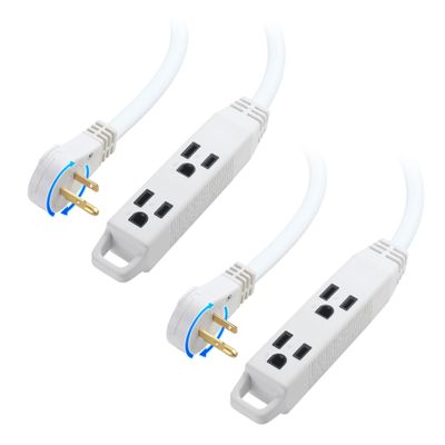 [ETL Listed] Cable Matters 2-Pack 3-Outlet Power Strip Extension Cord with 3 Prong Outlets and 360-Degree Rotating Plug in White - 3ft