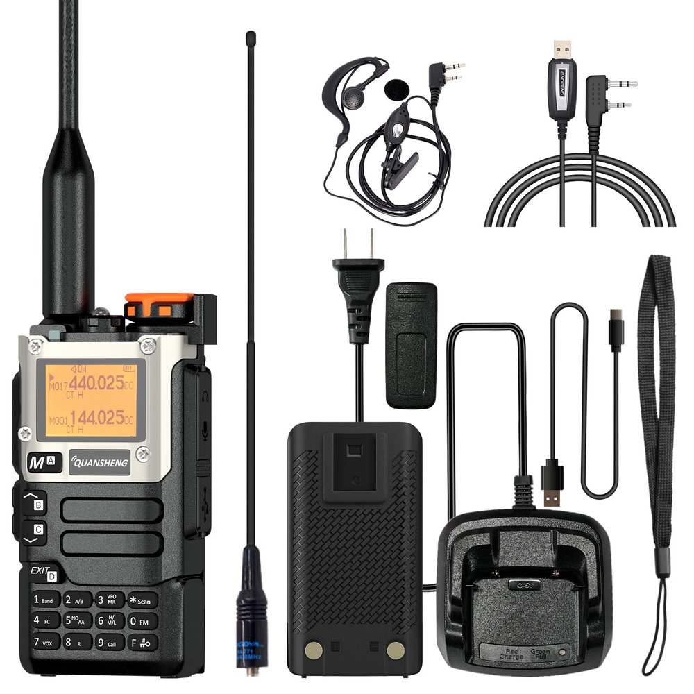 Quansheng UV-K5(8) Radio USB-C Charging Two Way Radio Long Range with NOAA for Adults 5W U/V Dual Band DTMF AM FM Walkie Talkie Rechargeable UV-K6 771 Antenna Earpiece Cable