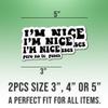 Spanish Stickers Spanglish Stickers I'm Nice Pero No Te Pases Cool Vinyl Stickers, Weather-Resistant Stickers for Water Bottles, Laptop, Window, Car 2pcs Size 4" view 2