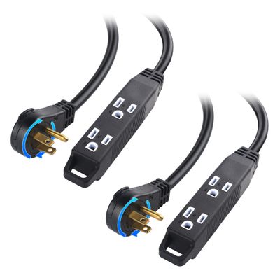 [ETL Listed] Cable Matters 2-Pack 3-Outlet Power Strip Extension Cord with 3 Prong Outlets and 360-Degree Rotating Plug in Black - 3ft