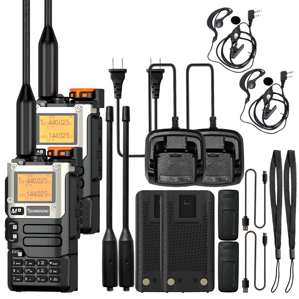 2 Packs Quansheng UV-K5(8) Radio USB-C Charging Two Way Radio Long Range with NOAA for Adults 5W U/V Dual Band DTMF AM FM Walkie Talkie Rechargeable UV-K6 Earpieces