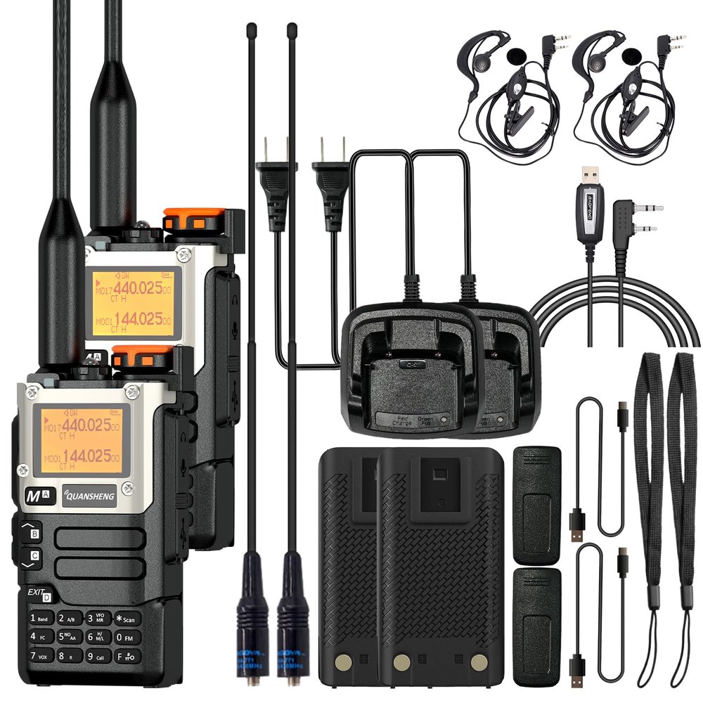 2 Packs Quansheng UV-K5(8) Radio USB-C Charging Two Way Radio Long Range with NOAA for Adults 5W U/V Dual Band DTMF AM FM Walkie Talkie Rechargeable UV-K6 with 771 Antenna Earpiece Cable