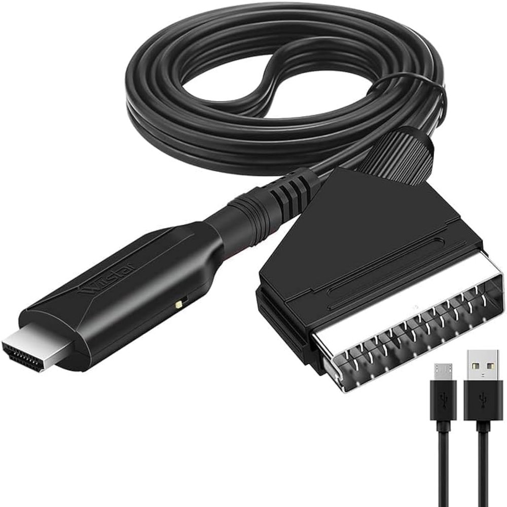 BUBUCAM SCART to HDMI Converter, HD 1080P Video Audio Cable Adapter Converter for HDTV STB VHS Xbox PS3 Sky DVD Blu-Ray