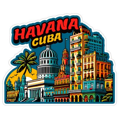 Havana Cuba Sticker 4 Inch City Travel Souvenir Destination - Waterproof Vinyl Decal for Laptop Water Bottle Car Tumbler - Durable Aesthetic Long-Lasting Stickers for Adults ID44990