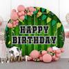 Leowefowa 7.2x7.2ft Polyester Football Birthday Backdrop Sport Field Background Happy Birthday Circle Round Backdrop Stand Cover Boys Mens Baby Shower Birthday Party Decor Banner Supplies view 2