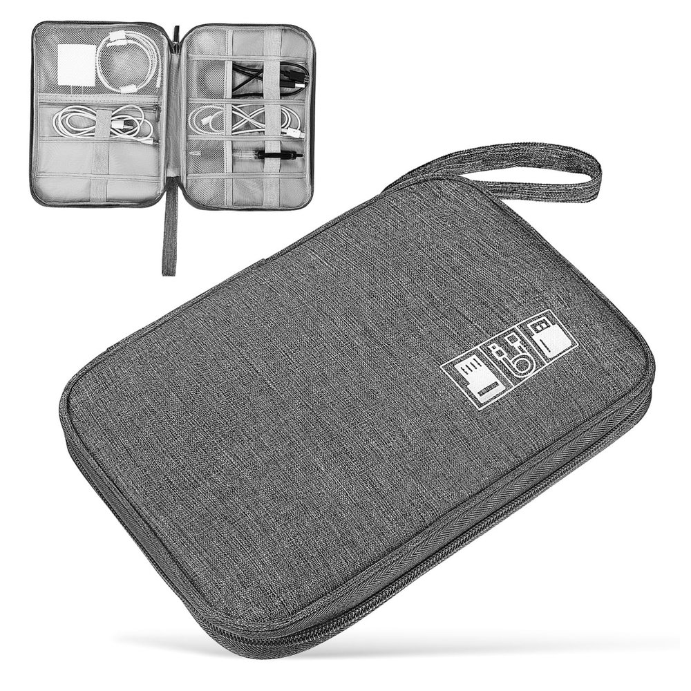 Didiseaon 2pcs Travel Cable Storage Bags Data Cable Organizer Pouches for Earphones and Chargers Versatile Travel Accessories for Electronics Grey