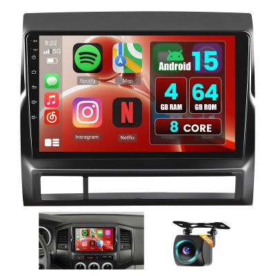 8Core 4+64G Android 15 Car Stereo for Toyota Tacoma 2005-2013,9 inch IPS 1280 * 720 Touch Screen Radio Wireless Apple Carplay Android Auto DSP 5G WiFi Bluetooth GPS FM RDS+Free AHD Backup Camera