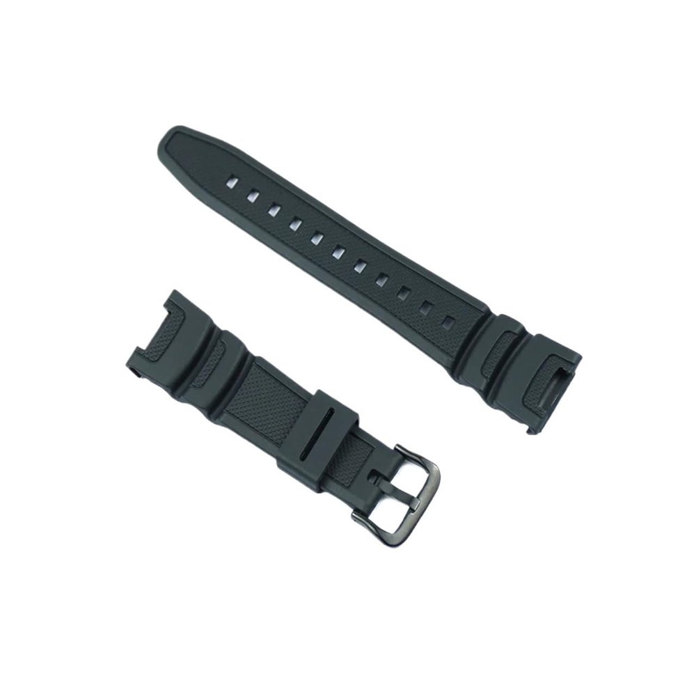 IEAMAIGE Watch Accessories Resin Strap Men's pin Buckle fit for Casio SGW-100 Outdoor Sports Waterproof Rubber Strap Women Watch Band(Black Black Buckle)