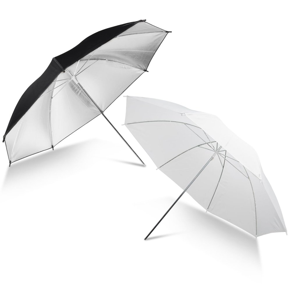 43" Translucent White Soft Umbrella & Silver Reflector Diffuser Umbrella for Studio/Outdoor Photo and Video Lighting Accessories