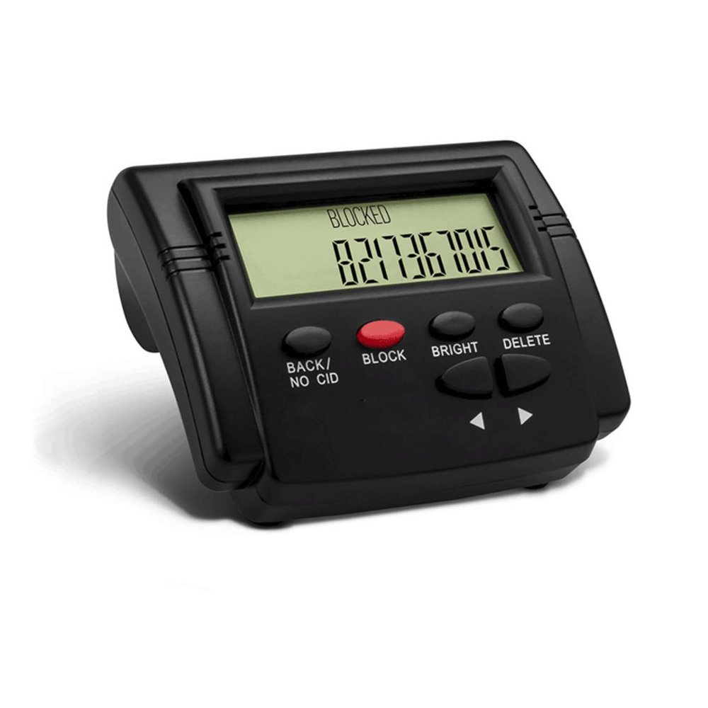 Caller ID Box with 4000 Groups Blacklist, LCD Display, Dual Plug Call Blocker for Landline Phones, Anti Harassment, Easy to Use