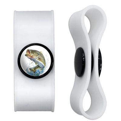 Largemouth Bass Fishing 6 Headphone Earbud Cord Wrap - Charging Cable Manager - Wire Organizer Set of 2 - White