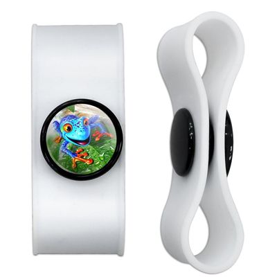 Colorful Jungle Frogs Headphone Earbud Cord Wrap - Charging Cable Manager - Wire Organizer Set of 2 - White