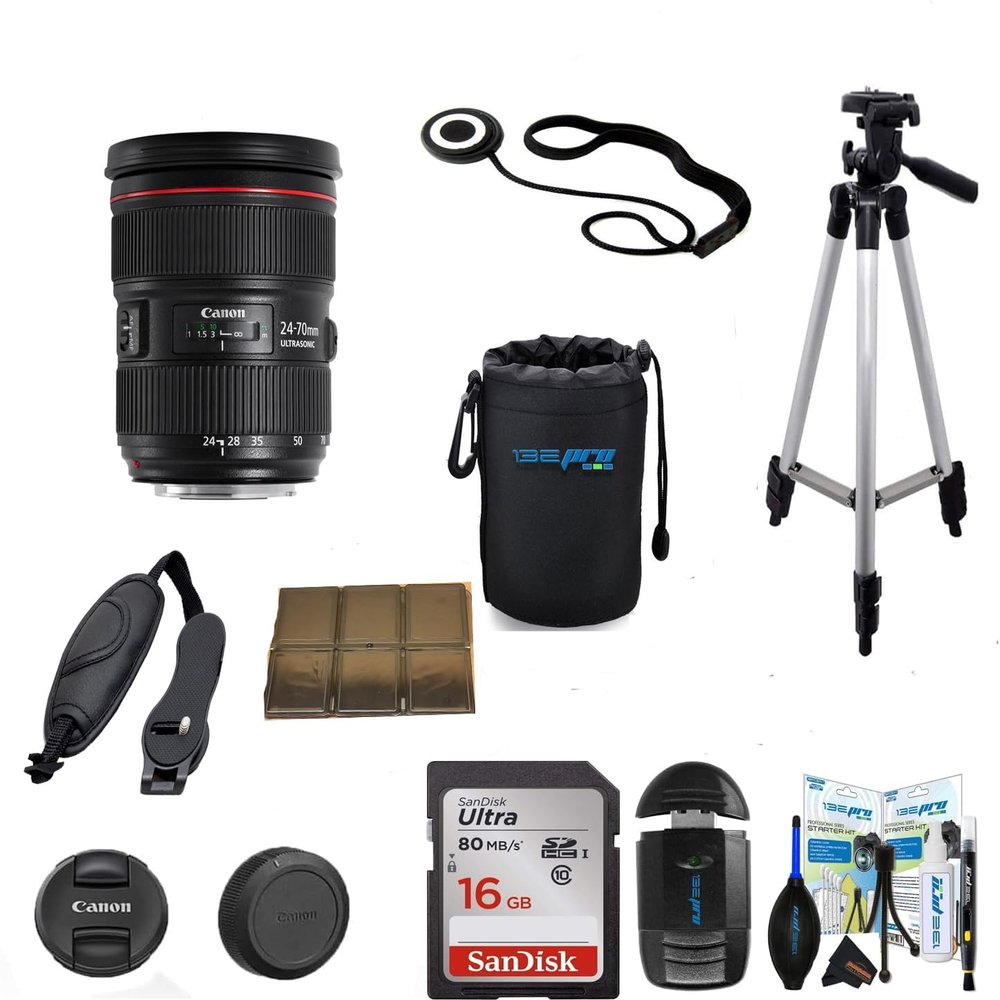Canon EF 24-70mm f/2.8L II USM Standard Zoom Lens for SLR Cameras w/Sunshine Advanced Accessories Bunde (Renewed)