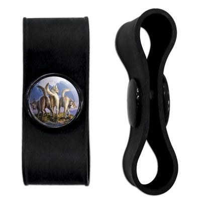 Wolf Pack Moon Headphone Earbud Cord Wrap - Charging Cable Manager - Wire Organizer Set of 2 - Black