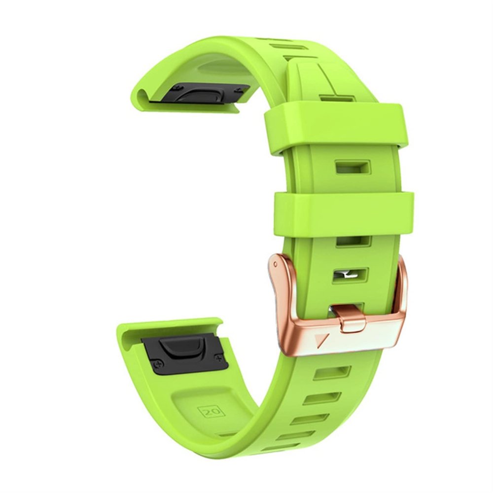 AXPTI 20mm Watch Band Replacement For Garmin Fenix 5S/5S Plus/6S/7S/Instinct 2S/D2, Quick Fit Soft Silicone Strap With Rose Gold Buckle Breathable Waterproof Wristband (Color : Green, Size : Fenix 6