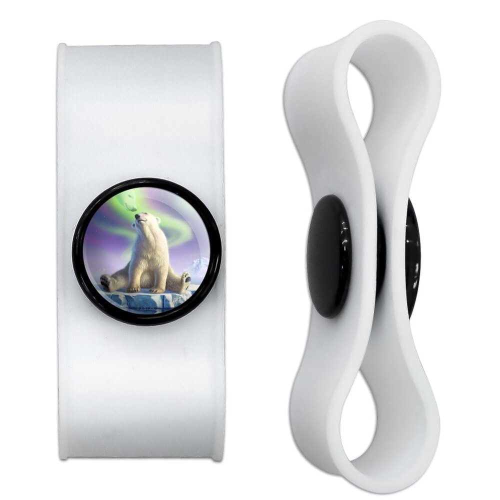 Polar Bear Aurora Northern Lights Headphone Earbud Cord Wrap - Charging Cable Manager - Wire Organizer Set of 2 - White