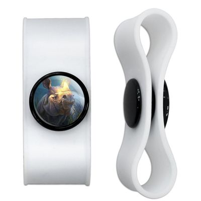 Rhino Glowing Horn Headphone Earbud Cord Wrap - Charging Cable Manager - Wire Organizer Set of 2 - White