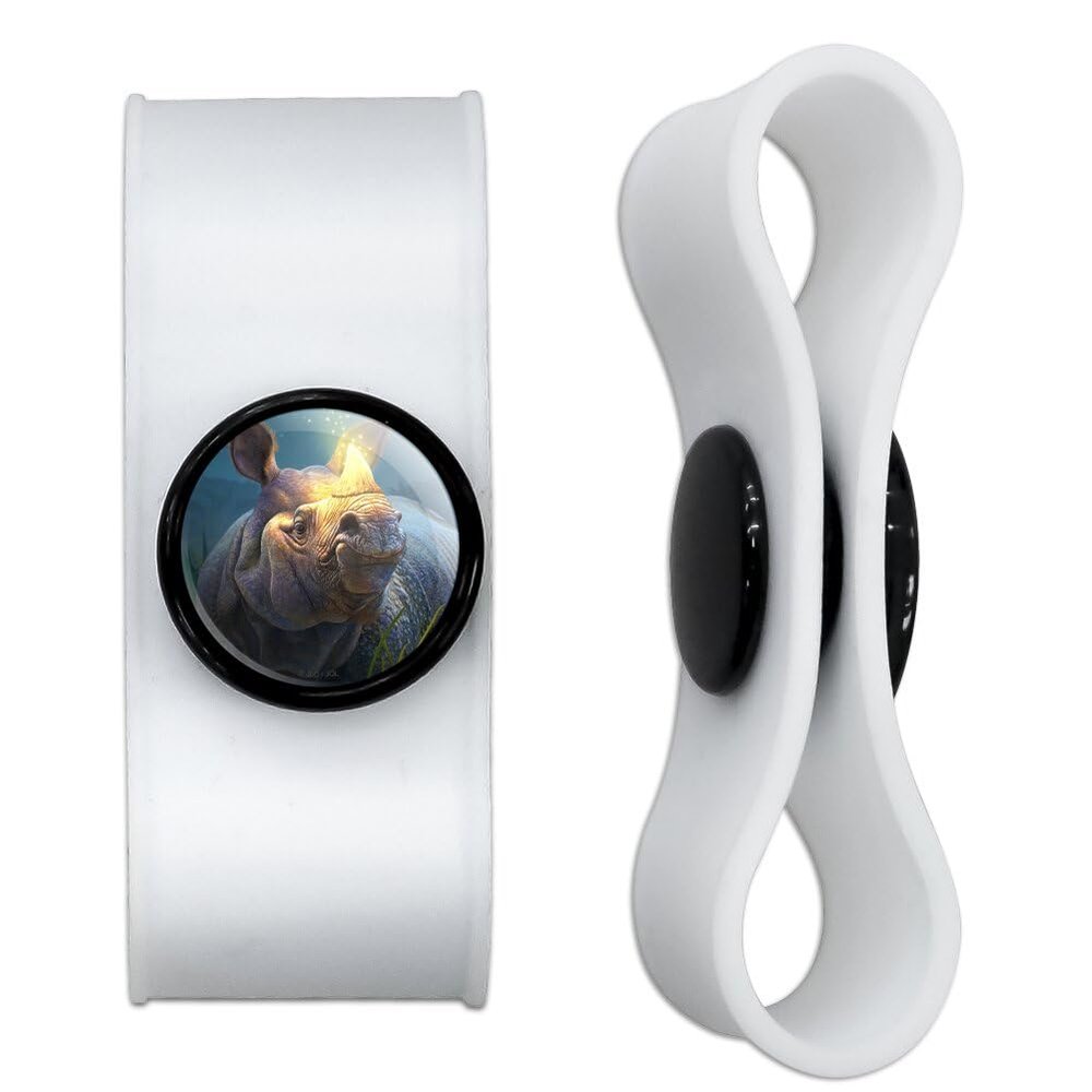 Rhino Glowing Horn Headphone Earbud Cord Wrap - Charging Cable Manager - Wire Organizer Set of 2 - White