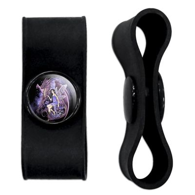 Protectors of The Realm Dragon and Fairy Headphone Earbud Cord Wrap - Charging Cable Manager - Wire Organizer Set of 2 - Black