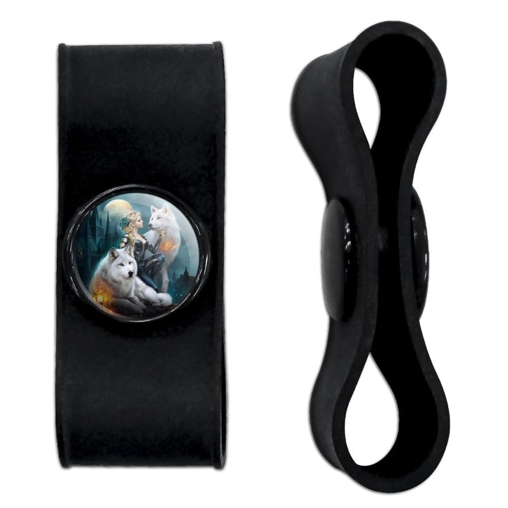 Protectors of The Realm Elf and Wolves Headphone Earbud Cord Wrap - Charging Cable Manager - Wire Organizer Set of 2 - Black