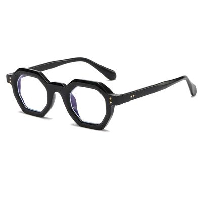 JOVAKIT Retro Octagon Frame Glasses for Women Men Vintage Polygon Non-prescription Clear Lens Eyeglasses (Black)