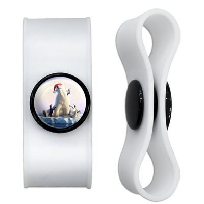 Christmas Polar Bear Headphone Earbud Cord Wrap - Charging Cable Manager - Wire Organizer Set of 2 - White
