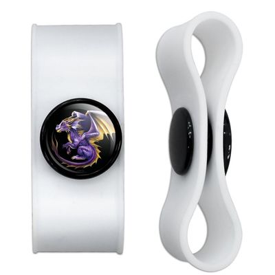 Purple Baby Dragon Headphone Earbud Cord Wrap - Charging Cable Manager - Wire Organizer Set of 2 - White