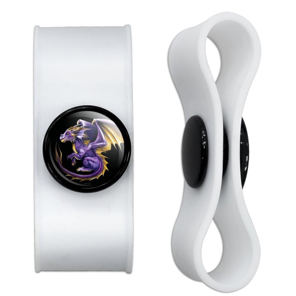 Purple Baby Dragon Headphone Earbud Cord Wrap - Charging Cable Manager - Wire Organizer Set of 2 - White