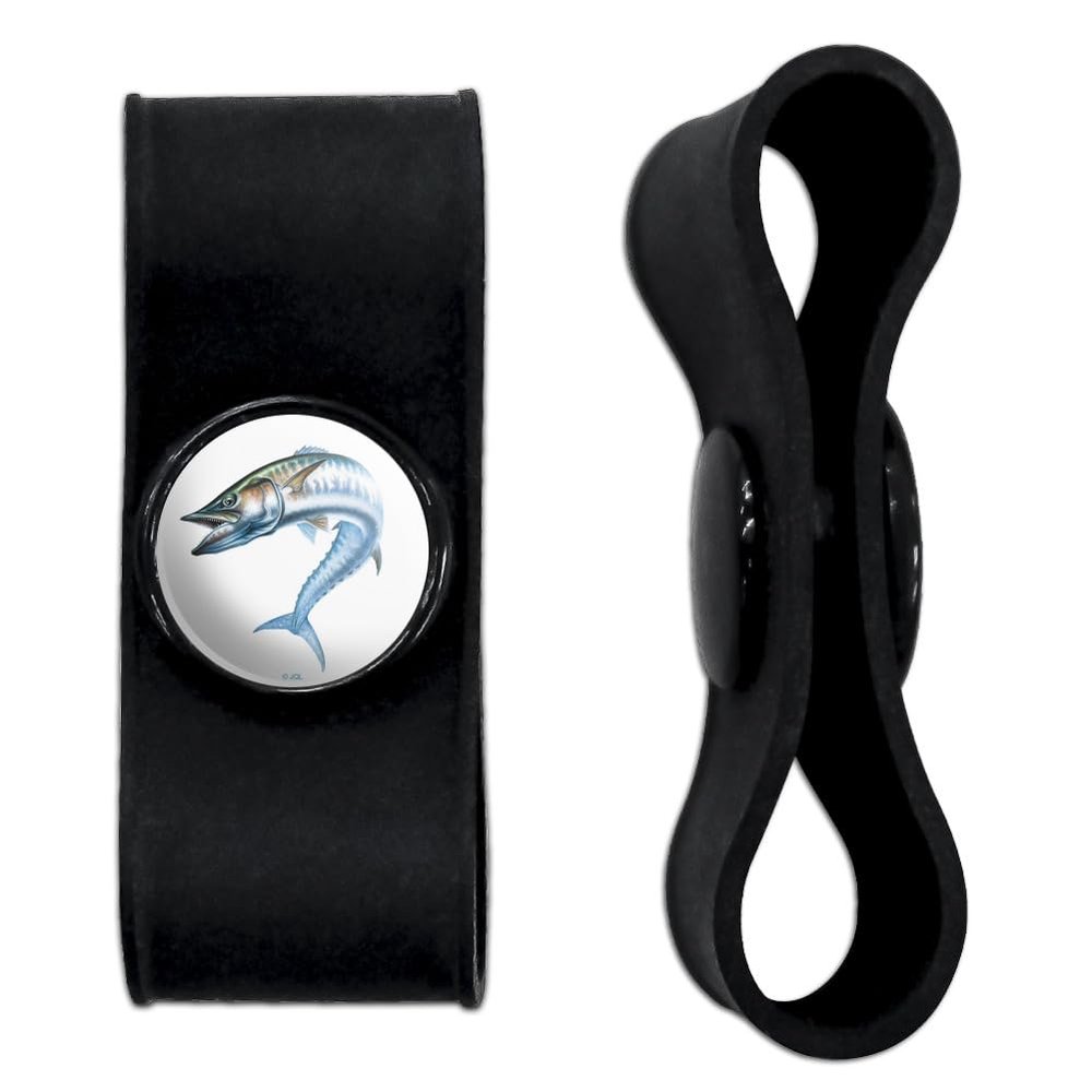 Kingfish Fishing Headphone Earbud Cord Wrap - Charging Cable Manager - Wire Organizer Set of 2 - Black