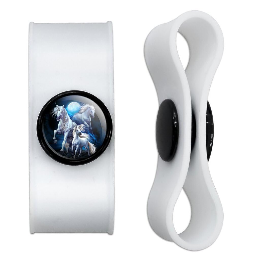 Unicorns Moon Headphone Earbud Cord Wrap - Charging Cable Manager - Wire Organizer Set of 2 - White