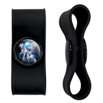 Unicorns Moon Headphone Earbud Cord Wrap - Charging Cable Manager - Wire Organizer Set of 2 - Black