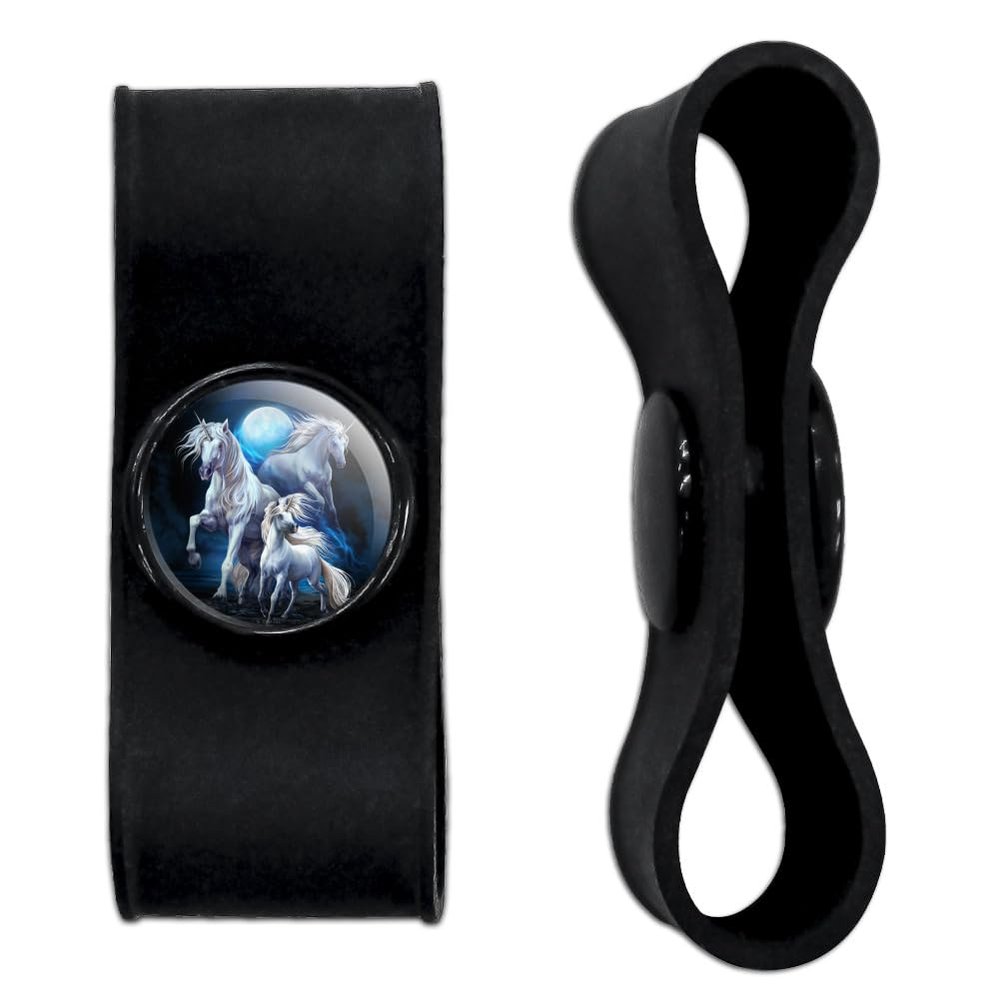 Unicorns Moon Headphone Earbud Cord Wrap - Charging Cable Manager - Wire Organizer Set of 2 - Black