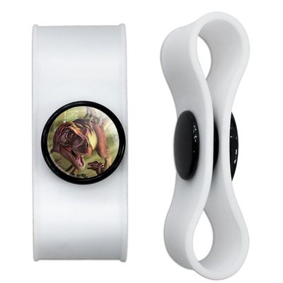 T-Rex and Raptors Dinosaurs Headphone Earbud Cord Wrap - Charging Cable Manager - Wire Organizer Set of 2 - White
