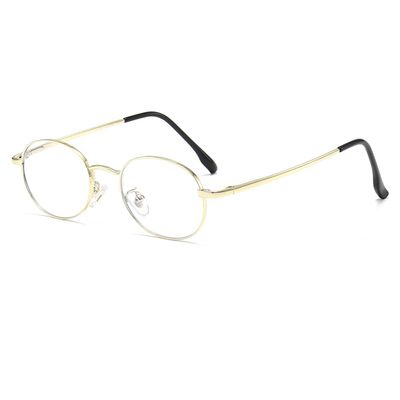 JOVAKIT Retro Oval Blue Light Blocking Glasses for Women Vintage Fashion 90s Small Oval Metal Frame Computer Eyeglasses (Gold)